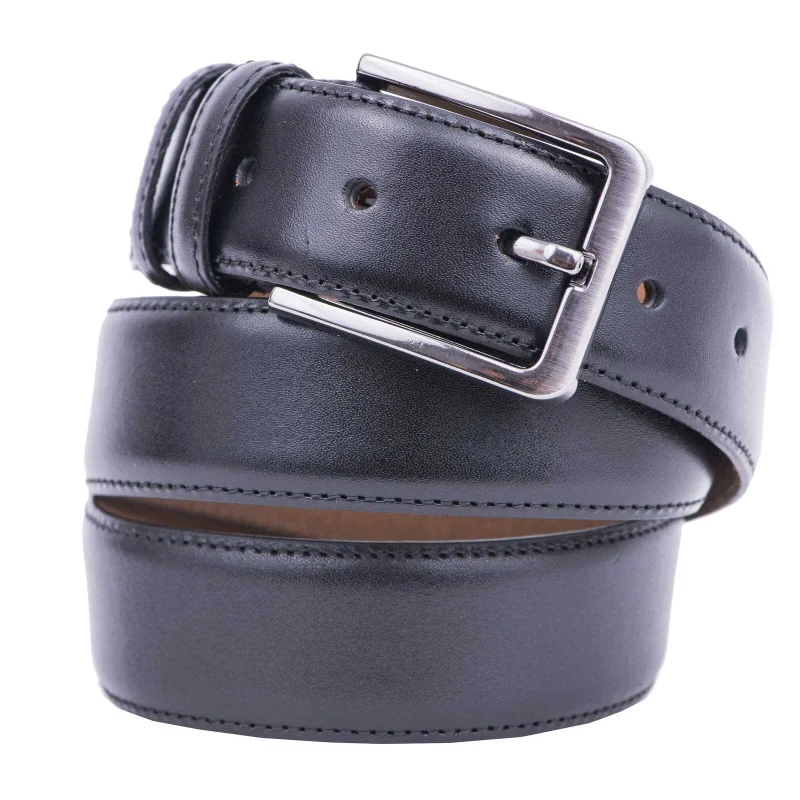 Curea barbati din piele naturala neagra Simple - 110 cm