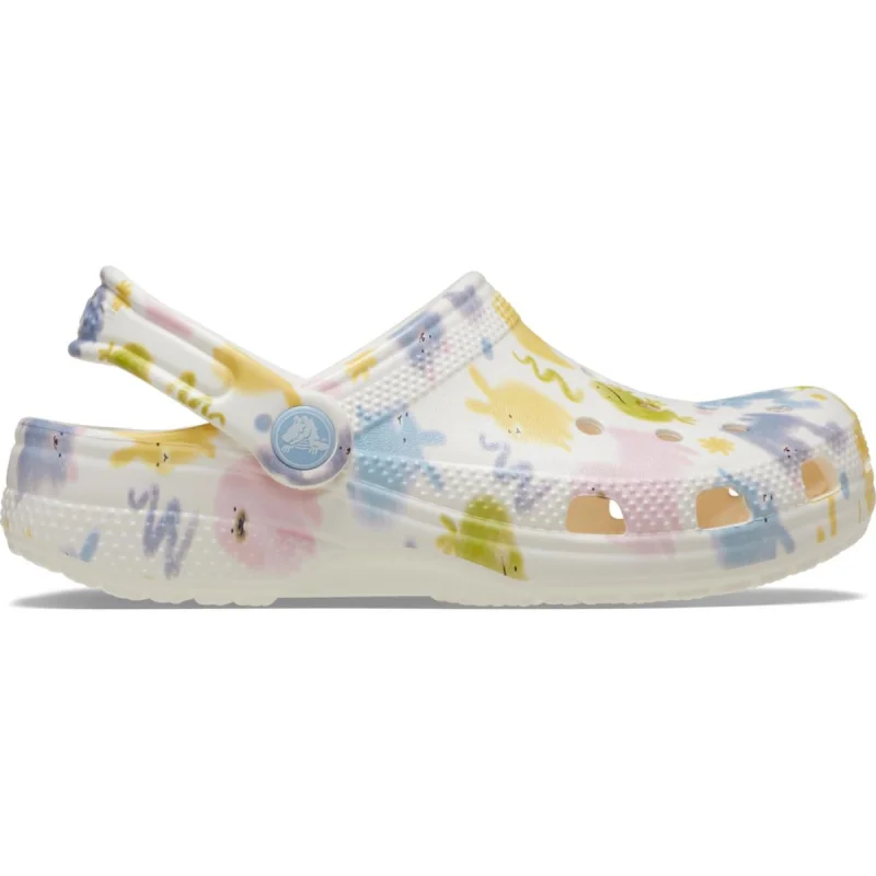 Saboti Crocs Classic Toddler Pastel Pets Clog Alb - Chalk