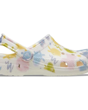 Saboti Crocs Classic Toddler Pastel Pets Clog Alb - Chalk