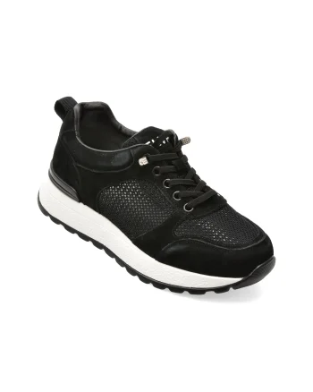 Pantofi sport FLAVIA PASSINI negri, WM12, din material textil si piele naturala