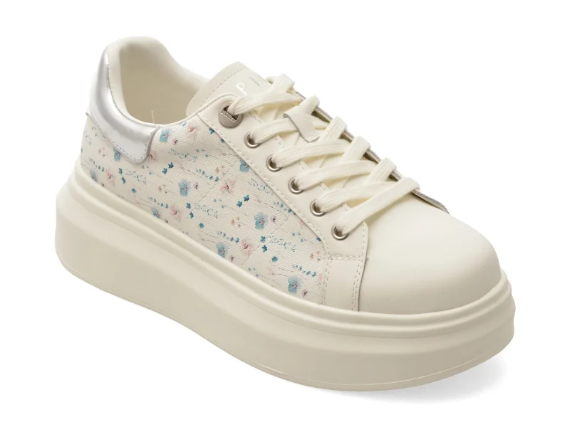 Pantofi sport EPICA albi, 706, din piele naturala