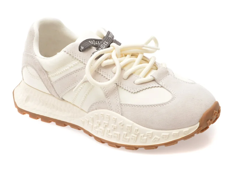 Pantofi sport FLAVIA PASSINI albi, 6677, din material textil si piele naturala