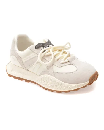 Pantofi sport FLAVIA PASSINI albi, 6677, din material textil si piele naturala