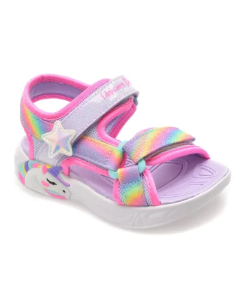 Sandale SKECHERS mov, UNICORN DREAMS SANDAL, din material textil