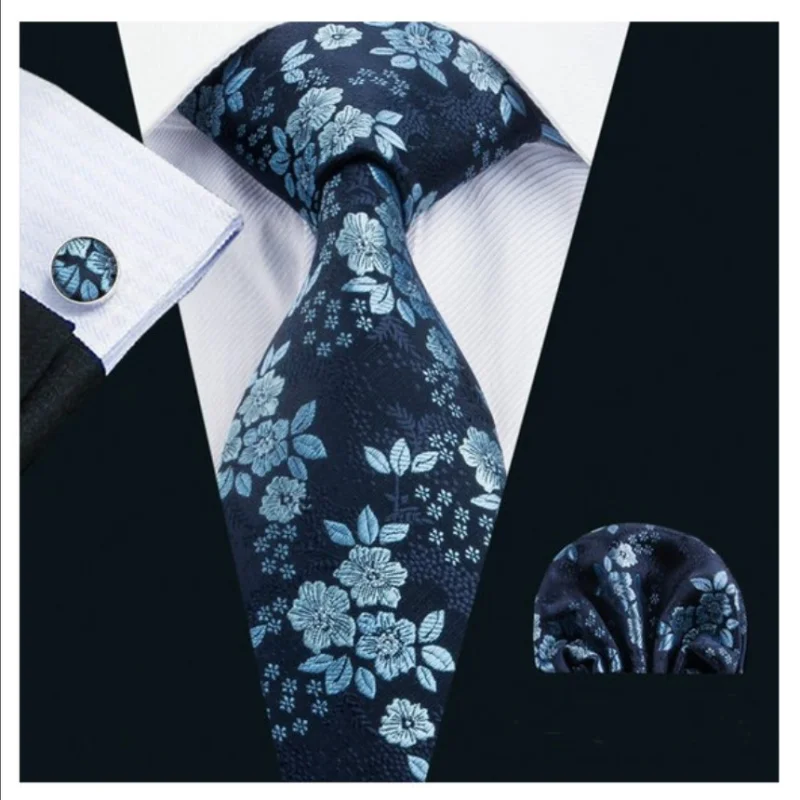 Set cravata + batista + butoni - matase, model floral - model 169