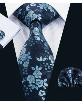 Set cravata + batista + butoni - matase, model floral - model 169