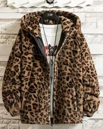 Jacheta animal print, de dama,cu gluga, model 1