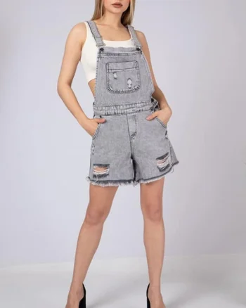 Salopeta din denim Amos boyfriend gri