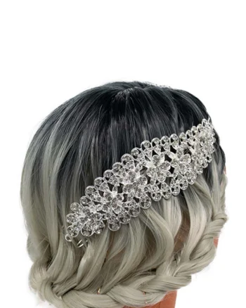 Diadema de par Lora, cu pietre semipretioase, argintie, DL011
