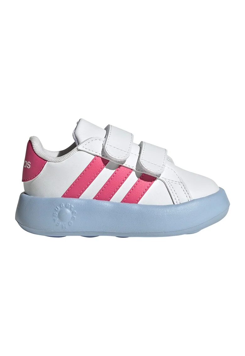 Pantofi sport din piele ecologica cu velcro Grand Court 2.0, Alb/Roz pastel