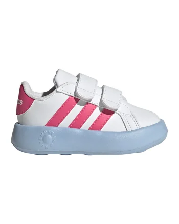Pantofi sport din piele ecologica cu velcro Grand Court 2.0, Alb/Roz pastel