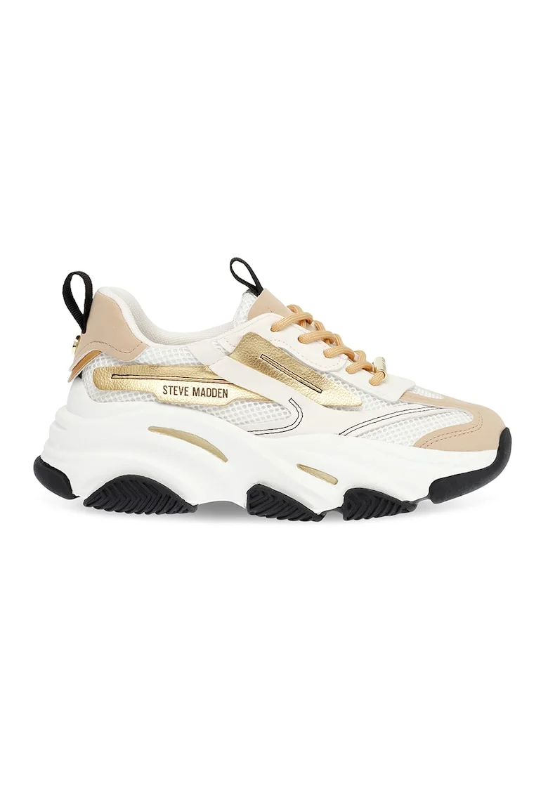 Pantofi sport cu insertii de plasa Possession-E, Alb/Bej