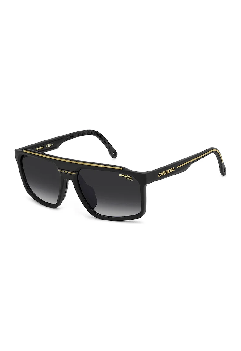 Ochelari de soare dreptunghiulari cu lentile polarizate, Auriu/Negru