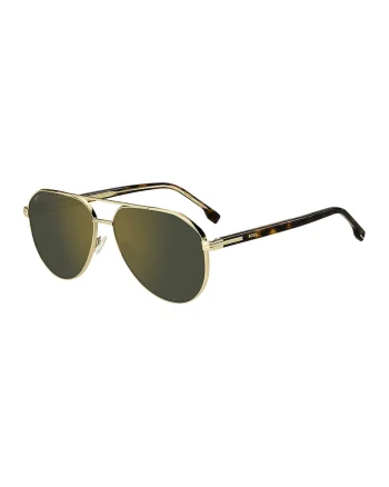 Ochelari de soare aviator cu lentile uni, Auriu/Maro inchis/Portocaliu