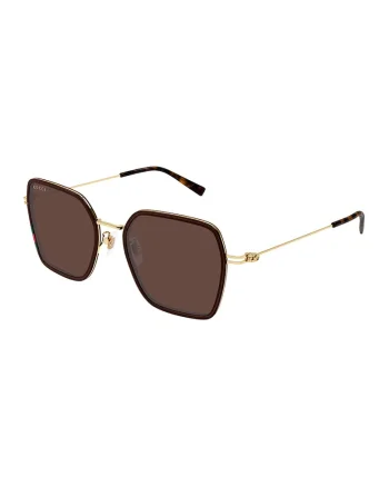 Ochelari de soare hexafonali cu rama metalica, Auriu,