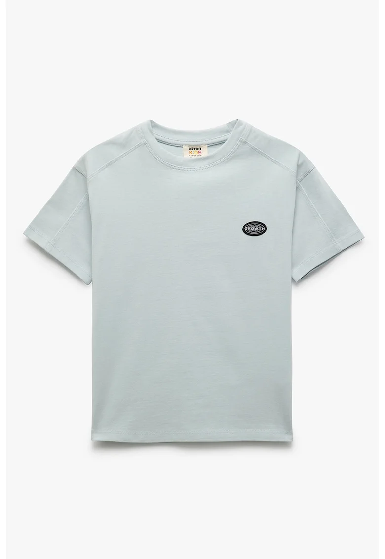 Tricou din bumbac cu decolteu la baza gatului, Gri deschis