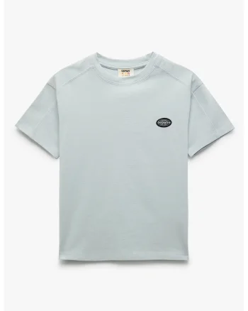 Tricou din bumbac cu decolteu la baza gatului, Gri deschis