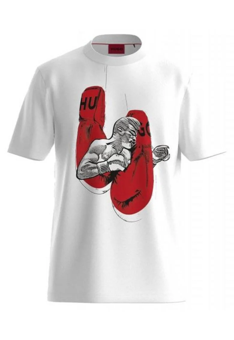 Tricou cu design artistic Diboxer, Alb