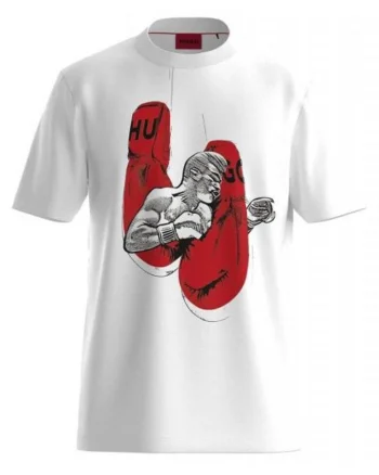 Tricou cu design artistic Diboxer, Alb