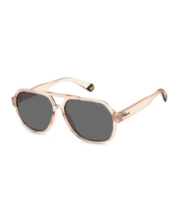 Ochelari de soare aviator cu lentile polarizate si moddel unisex, Piersica/Gri antracit