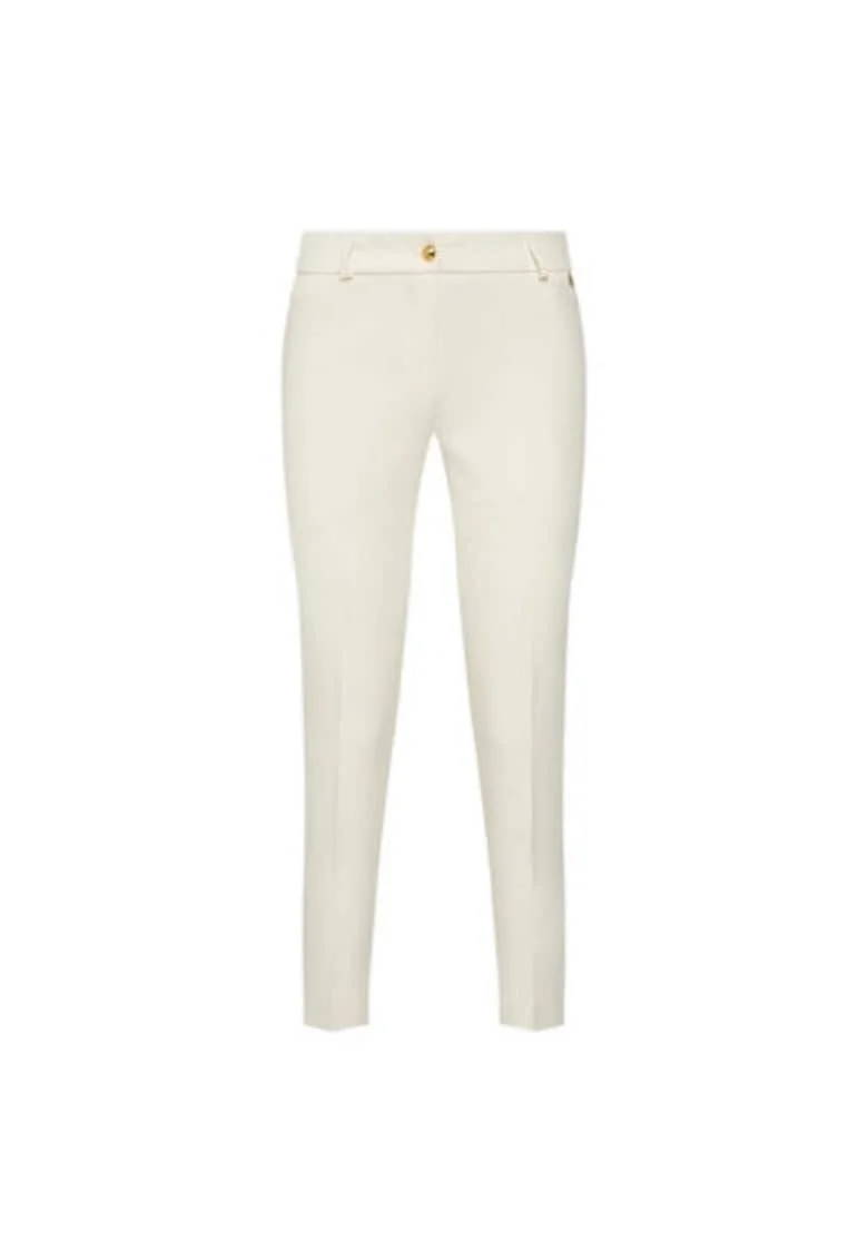 Pantaloni din material textil dama  25EB52Z/M24/43VA, Sintetic, Ecru, Ecru