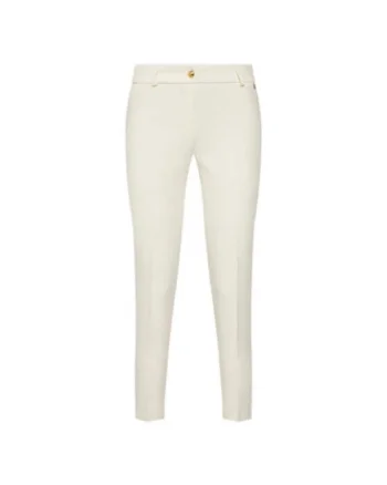 Pantaloni din material textil dama  25EB52Z/M24/43VA, Sintetic, Ecru, Ecru