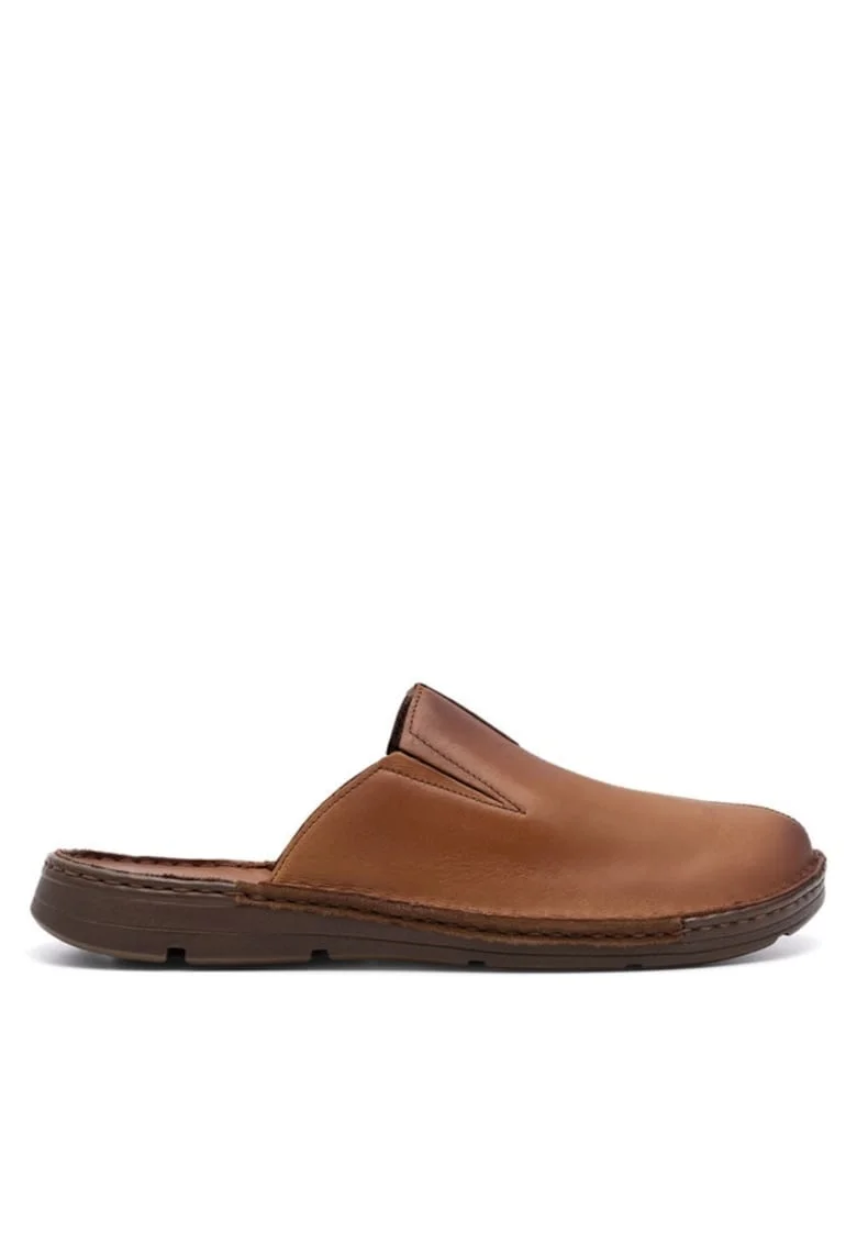 Slapi barbati, 70448,  Piele naturala, Maro