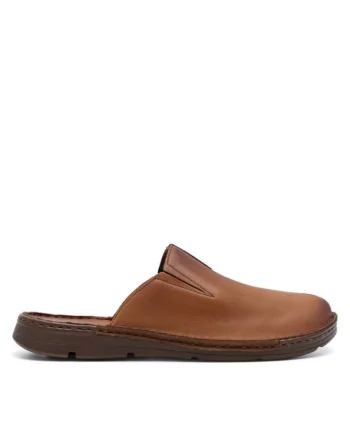 Slapi barbati, 70448,  Piele naturala, Maro