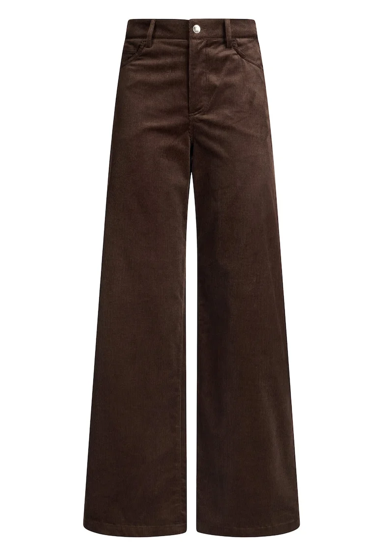 Pantaloni evazati din amestec de modal, Maro