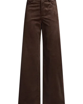 Pantaloni evazati din amestec de modal, Maro