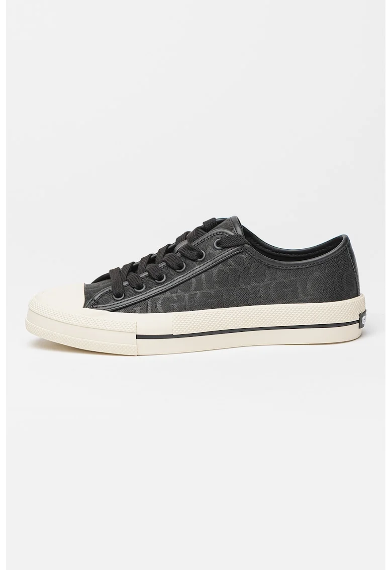 Tenisi low-cut cu logo, Negru