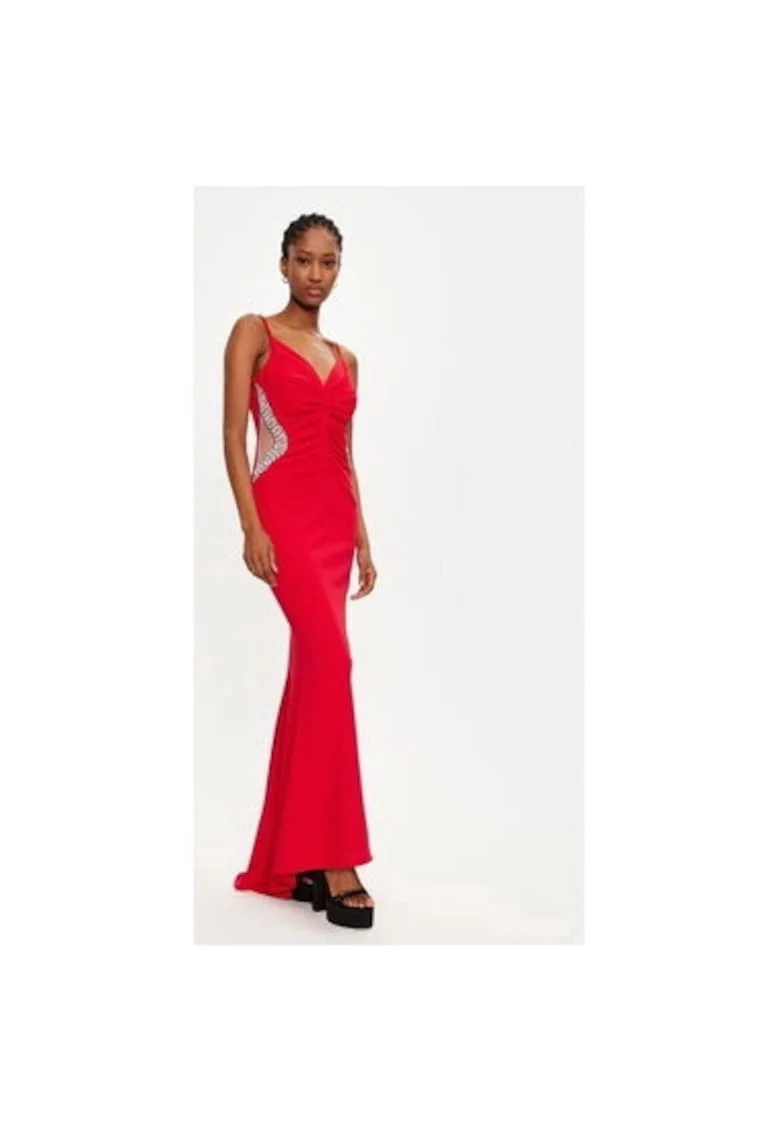 Rochie dama,  304917455, Poliester, Negru, Rosu