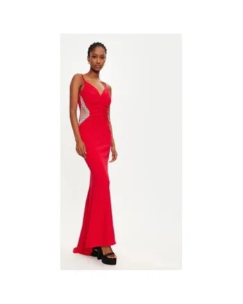 Rochie dama,  304917455, Poliester, Negru, Rosu