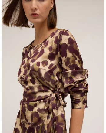 Rochie petrecuta cu animal print, Maro/Bej