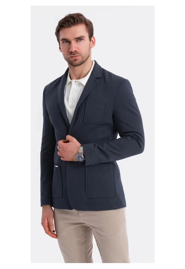 Sacou slim-fit cu buzunar pe piept