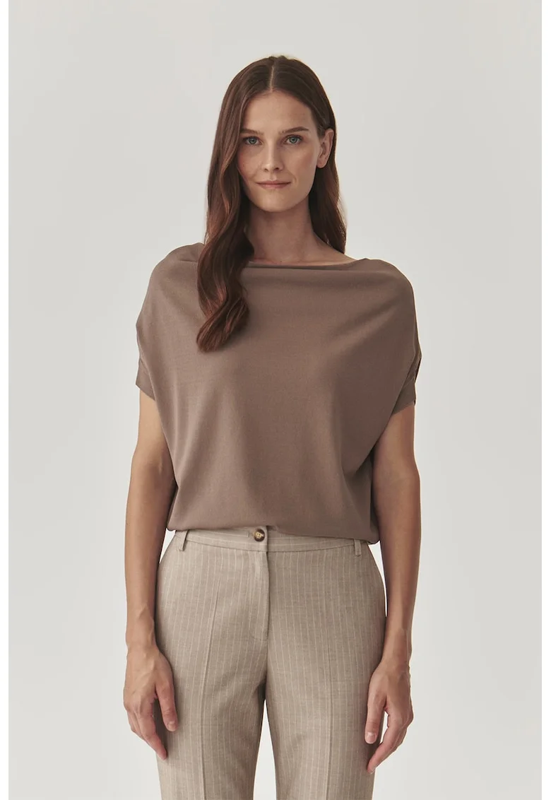 Bluza cu decolteu drapat, Kaki