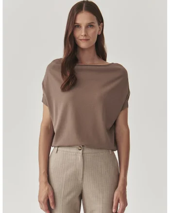 Bluza cu decolteu drapat, Kaki