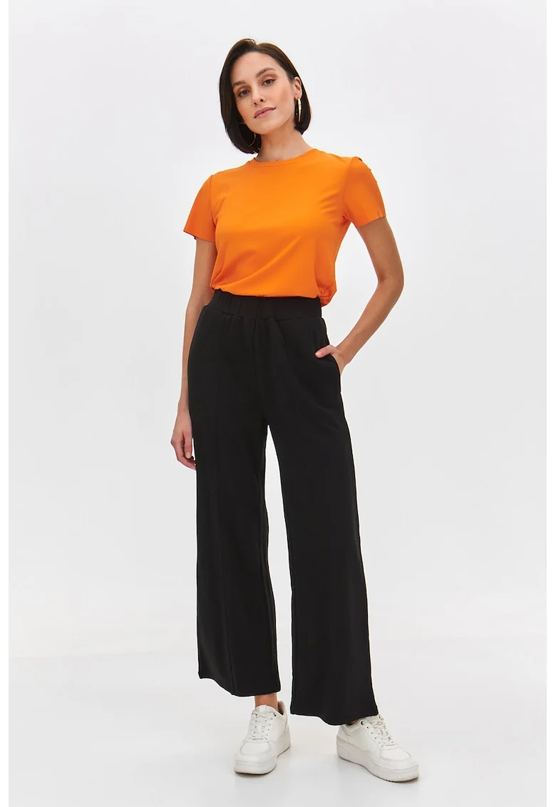 Top Secred, Pantaloni cu croiala ampla si talie inalta, Negru