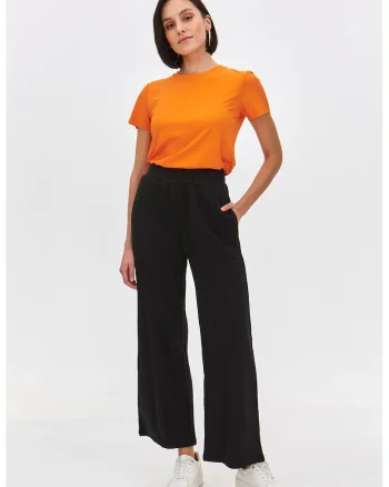 Top Secred, Pantaloni cu croiala ampla si talie inalta, Negru