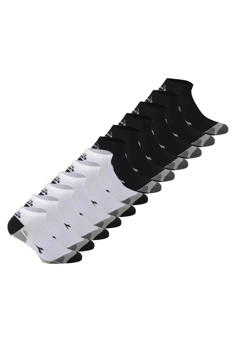 Set de sosete pana la glezna unisex - 12 perechi, Alb/Negru
