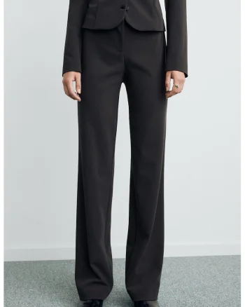 Pantaloni slim-fit cu talie inalta, Negru stins