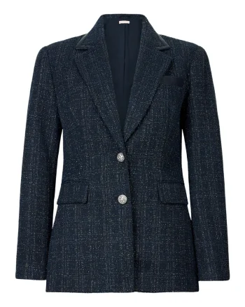 Sacou slim fit cu insertii stralucitoare, Albastru inchis