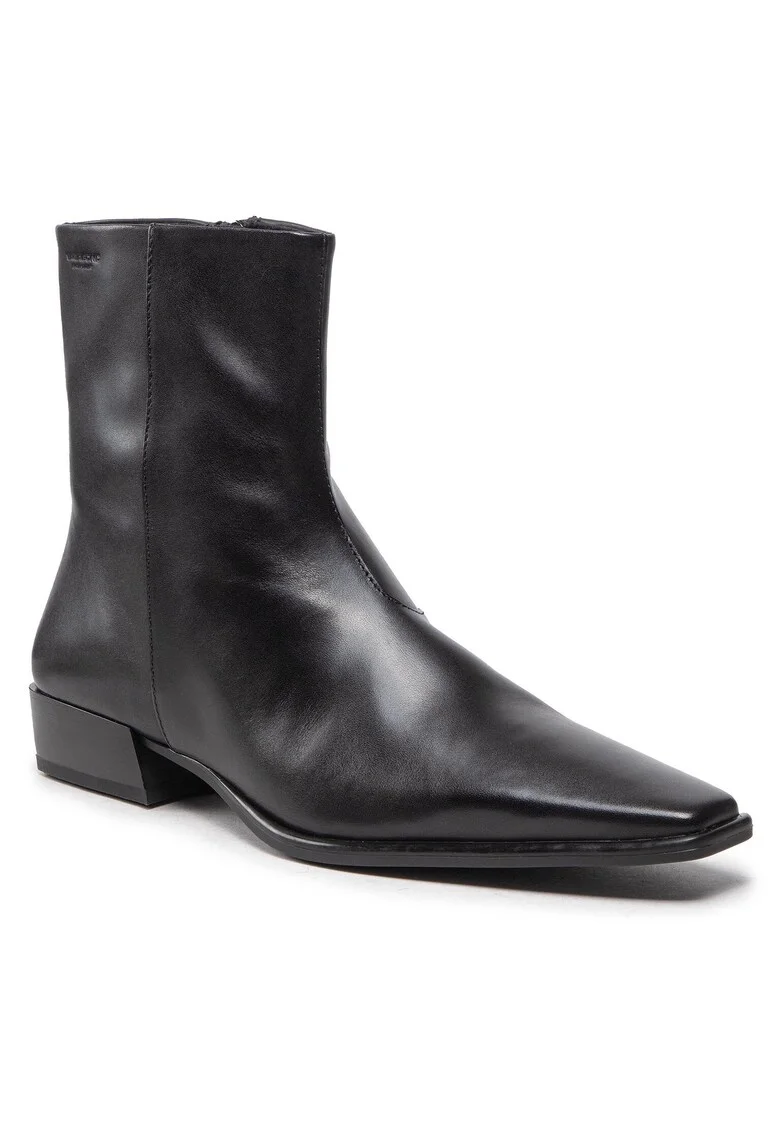 Ghete de dama pana la glezna,  301243434, piele naturala, negru,