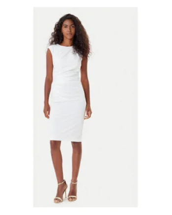Rochie cocktail Dama,  ecru, 95% poliester, 5% elastan