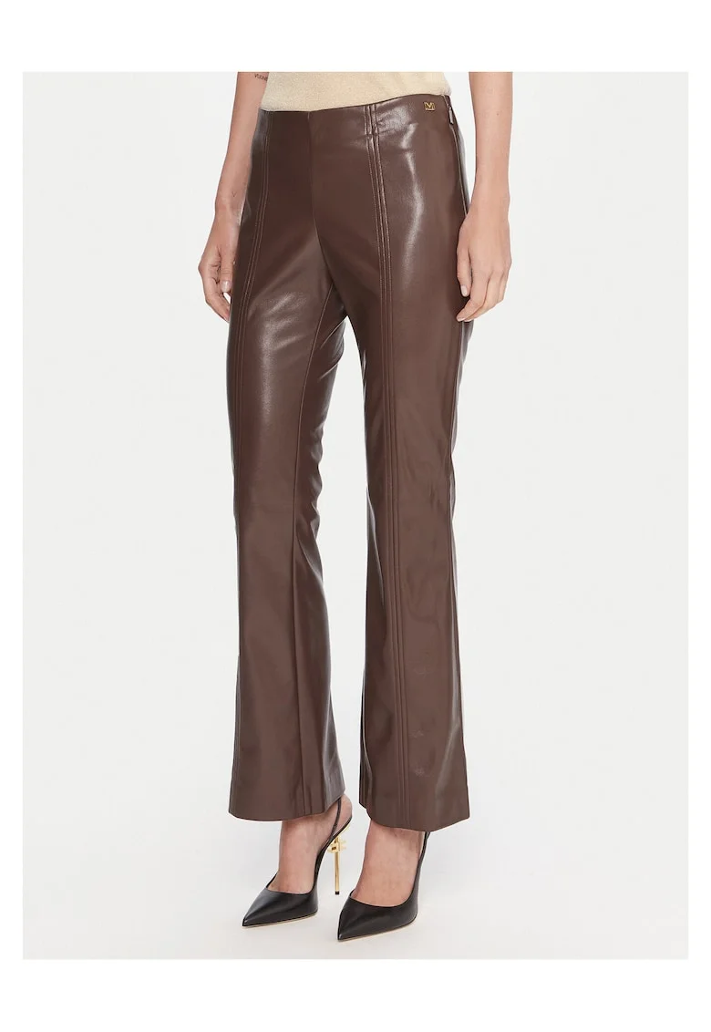 Pantaloni dama,  piele ecologica, maro