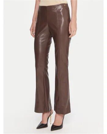 Pantaloni dama,  piele ecologica, maro