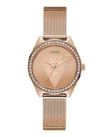 Ceas analog decorat cu cristale, Auriu rose