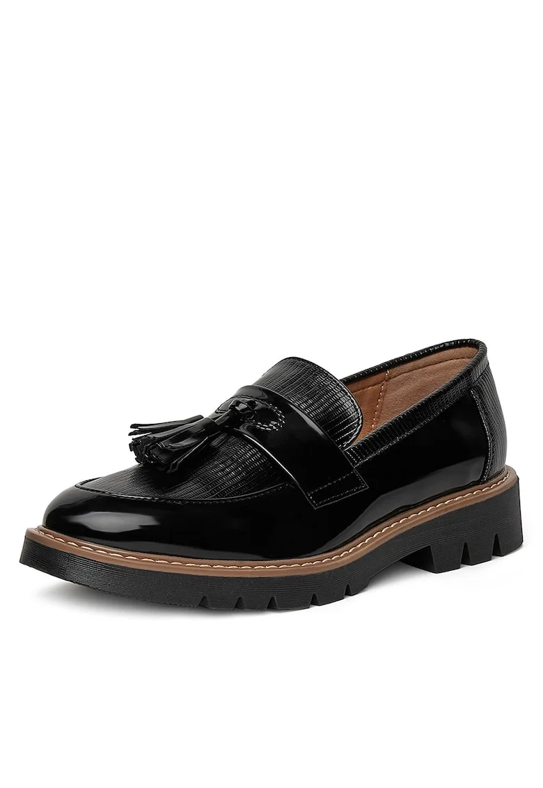 Mocasini dama  negru, piele ecologica