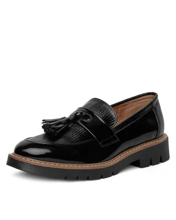 Mocasini dama  negru, piele ecologica