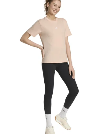 Tricou cu decolteu lrotund si logo discret, Alb/Piersica